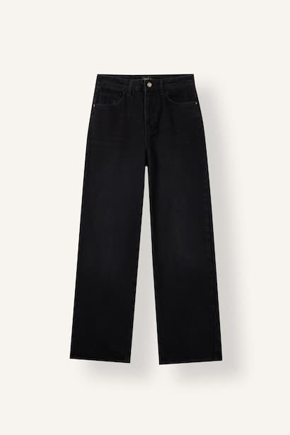 Straight Wide Leg High Waist Jeans (٣)