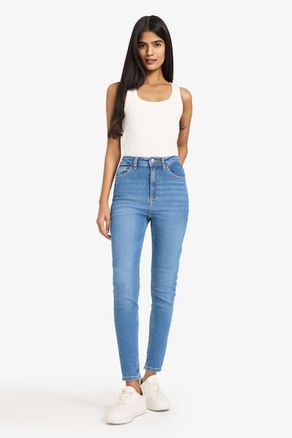 Skinny Fit High Waist Ankle Length Jeans