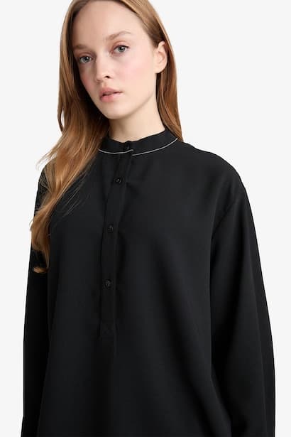 Relax Fit Crepe Long Sleeve Tunic Modest (4)