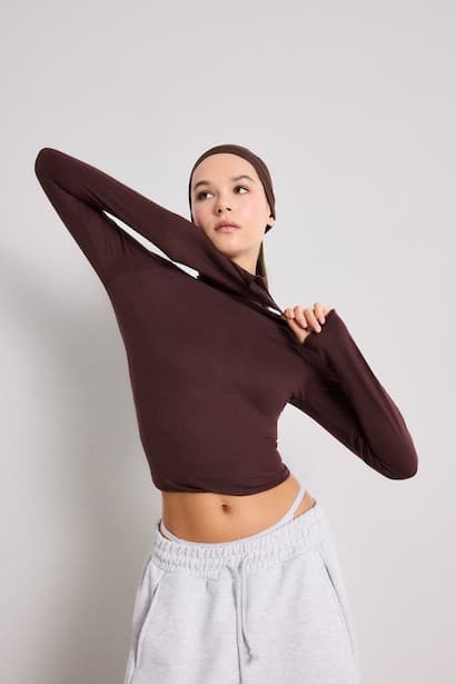 Fall in Love Modal Cashmere Soft Textured Turtleneck Top Underwear