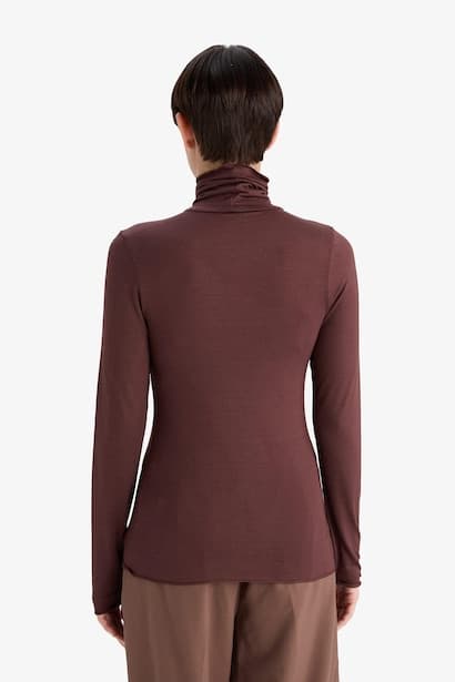 Fall in Love Modal Cashmere Soft Textured Turtleneck Top Underwear (4)