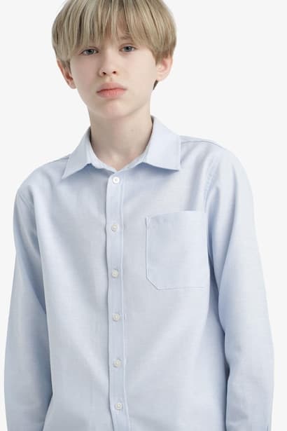 Boy Polo Neck Oxford Long Sleeve Shirt (٣)
