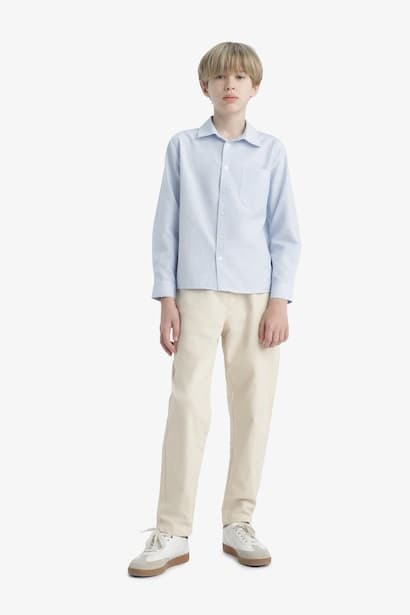 Boy Polo Neck Oxford Long Sleeve Shirt (٤)