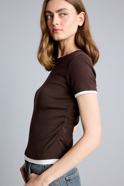 Slim Fit Crew Neck Ribana Short Sleeve T-Shirt