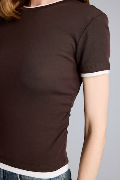 Slim Fit Crew Neck Ribana Short Sleeve T-Shirt (٤)