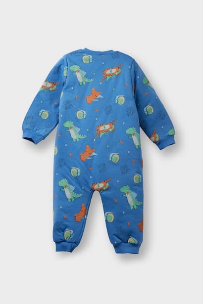 Baby Boy 1.6 Tog Fiber Dinosaur Print Zip-Up Cotton Jumpsuit (3)