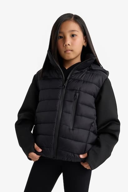 Girl Hooded Zip-Up Puffer Jacket Coat (٣)