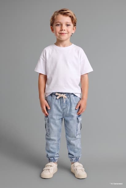 Baby Boy Elastic Waist Cargo Pocket Jogger Jeans