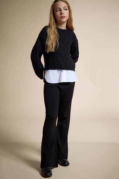 Girl Elastic Waist Flare Fit Trousers