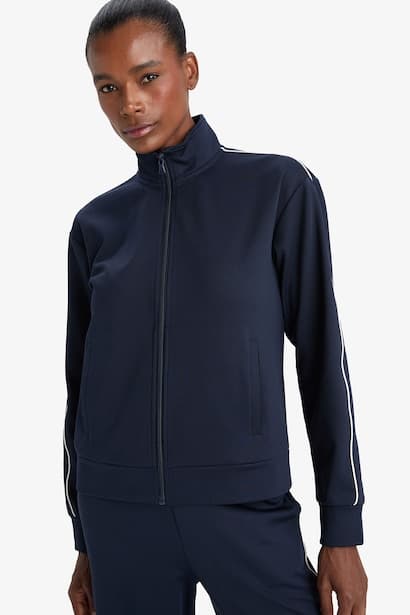 Slim Fit Stand Collar Zip-Up Sweatshirt
