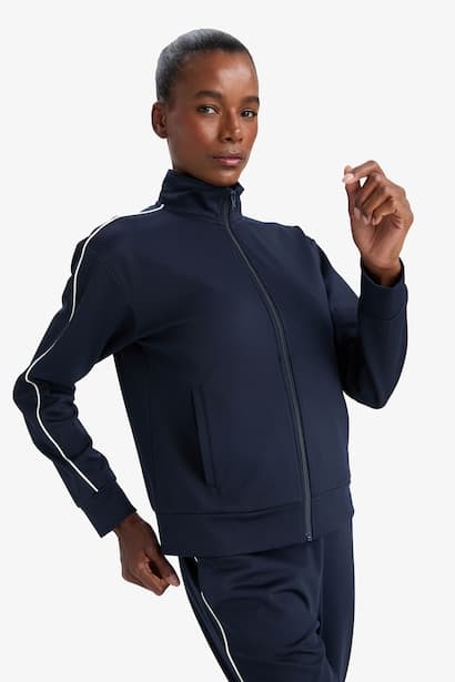Slim Fit Stand Collar Zip-Up Sweatshirt Sportswear (٤)