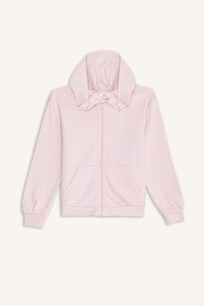 Girl Thick Fabric Zip-Up Hoodie Cardigan