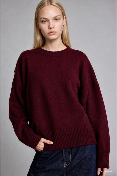 Oversize Fit Crew Neck Knitwear Pullover