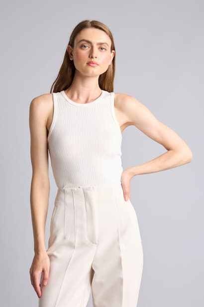 Slim Fit Ribbed Camisole Top Tank Top & Crop Top (٣)