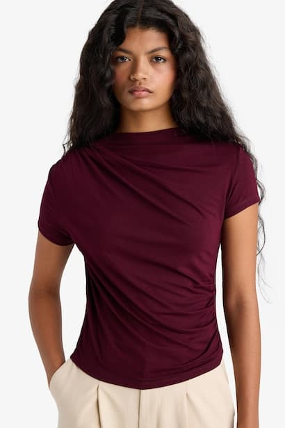 Slim Fit Half Turtleneck Short Sleeve T-Shirt