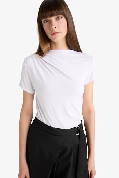 Slim Fit Half Turtleneck Short Sleeve Polo T-Shirt (٣)