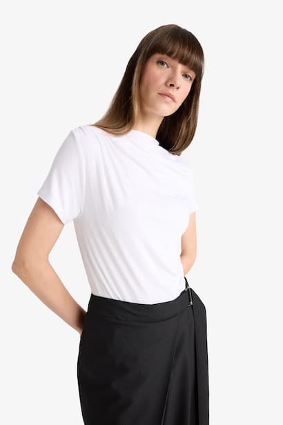 Slim Fit Half Turtleneck Short Sleeve Polo T-Shirt (٤)