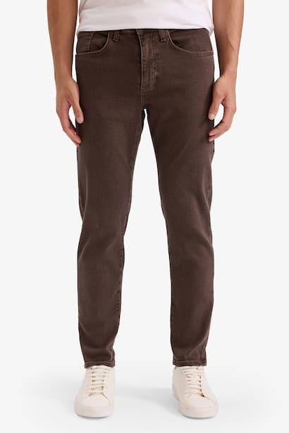 Tapered Fit Slim Fit Regular Waist Tapered Leg Jeans Denims (٣)
