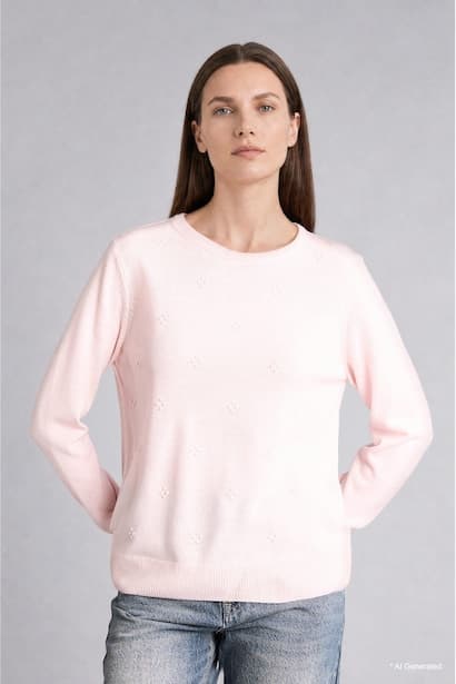 Regular Fit Basic Knitted Crew Neck Sweater Modest