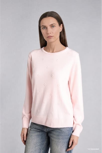 Regular Fit Basic Knitted Crew Neck Sweater Modest (٣)