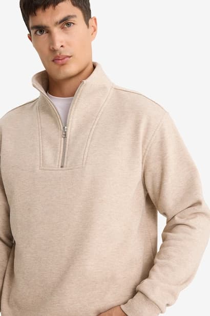 Regular Fit Stand Collar Half Zip-Up Sweatshirt (4)