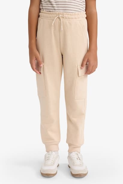 Boy Elastic Waist Cargo Sweatpants Trousers (٣)