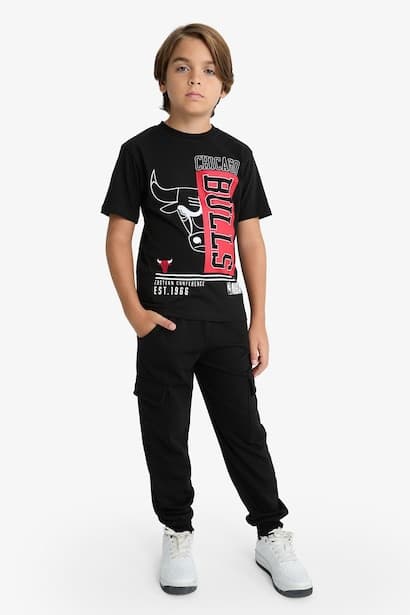 Boy Elastic Waist Cargo Sweatpants Trousers (٣)