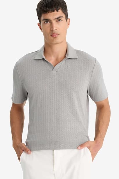 Knitwear Look Short Sleeve Polo T-Shirt