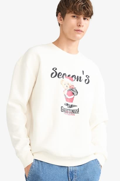 Boxy Fit Printed Long Sleeve Sweatshirt