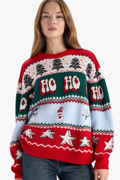 Regular Fit Crew Neck Christmas Pullover
