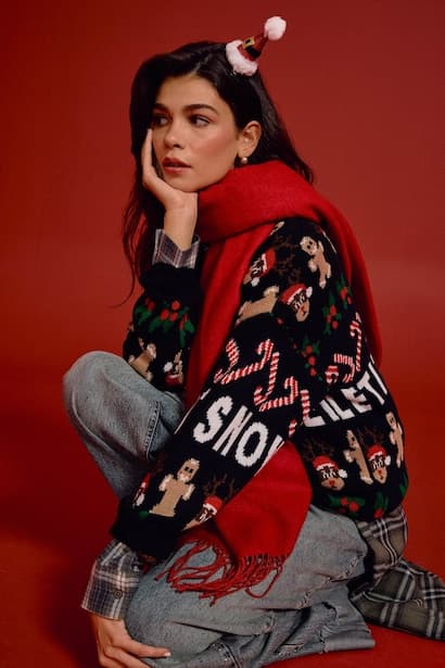 Christmas Themed Regular Fit Crew Neck Pullover