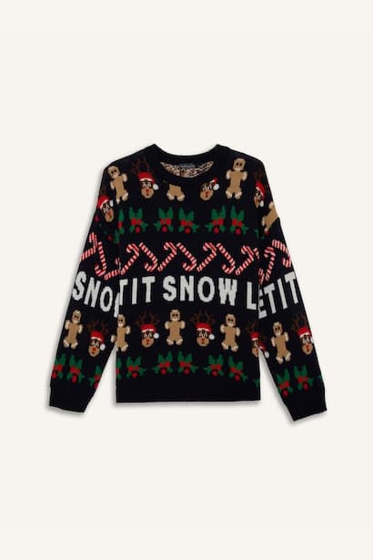 Christmas Themed Regular Fit Crew Neck Pullover (3)