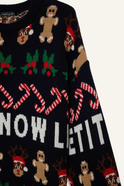 Christmas Themed Regular Fit Crew Neck Pullover (4)