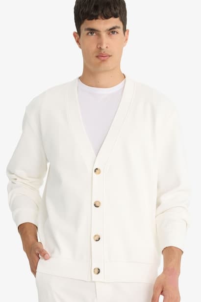 Buttoned V-Neck Cardigan