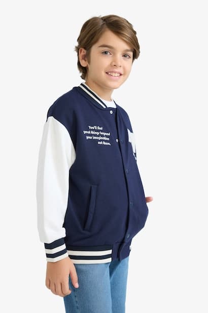 Boy Printed College Collar Bomber Jacket (3)
