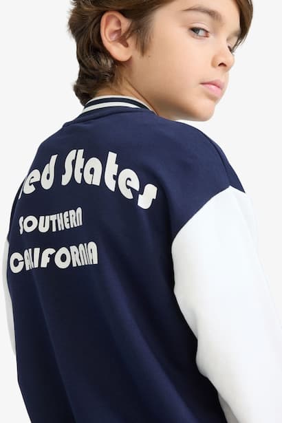Boy Printed College Collar Bomber Jacket (4)