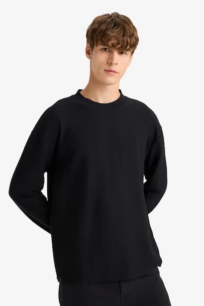 Boxy Fit Crew Neck Soft Fabric Basic Sweatshirt (3)