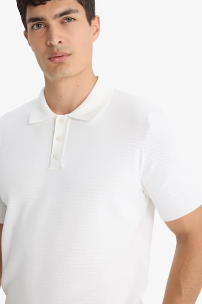 Standard Fit Polo Neck Knit Short Sleeve T-Shirt (٤)