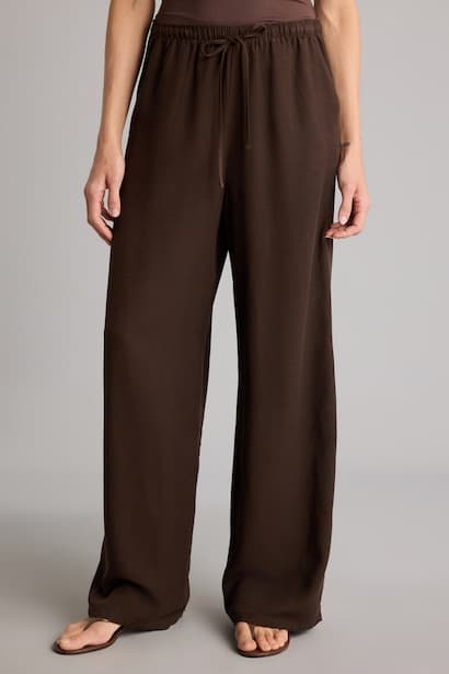 Wide Leg High Waist Linen Blend Trousers (3)
