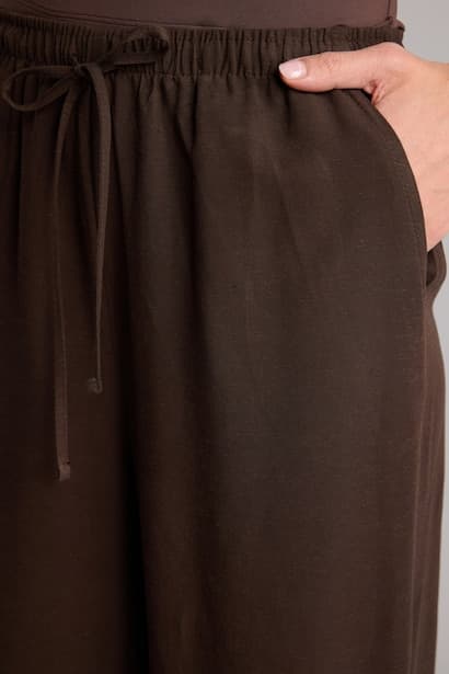 Wide Leg High Waist Linen Blend Trousers (4)