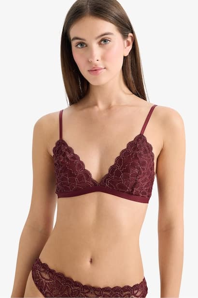 Lace Glittery Unpadded Unwired Triangle Bra