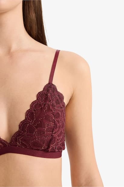 Lace Glittery Unpadded Unwired Triangle Bra (3)