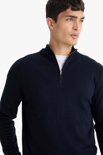 Standard Fit Zipper Knitwear Pullover (٤)
