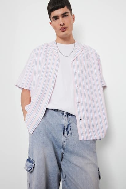 Relax Fit Apache Neck Printed Woven Short Sleeve Shirt (3)