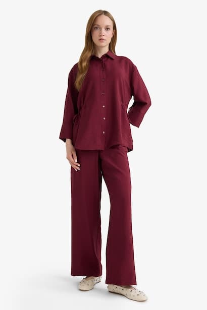 Straight Fit Regular Hem Trousers Modest