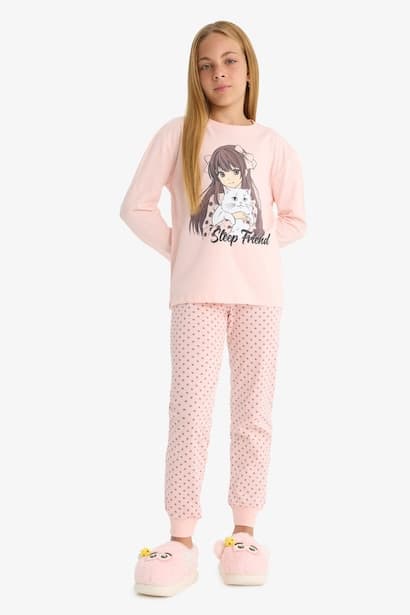Girl Printed Top and Pants 2 Piece Pyjama Set Homewear