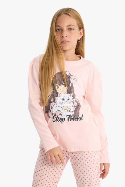 Girl Printed Top and Pants 2 Piece Pyjama Set Homewear (٣)