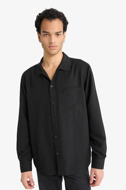 Relax Fit Woven Long Sleeve Shirt (٣)
