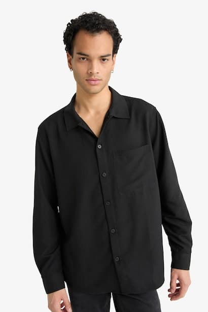 Relax Fit Woven Long Sleeve Shirt (٤)