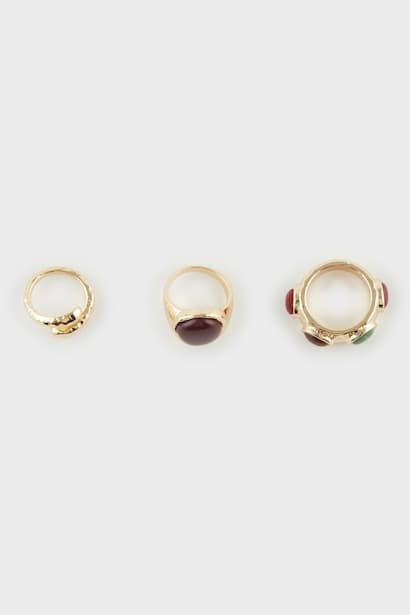Woman 3 Piece Stone Gold Rings Jewellery